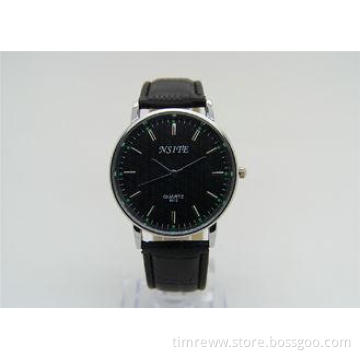 Black Men Quartz Watch leather strap Japan analog Movement